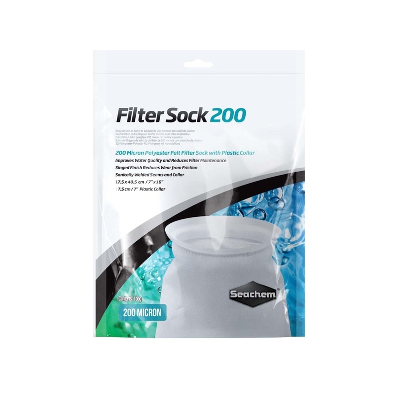 Seachem Laboratories Welded Filter Sock with Plastic Collar White 1ea/7 In X 16 in, Large (200 micron)