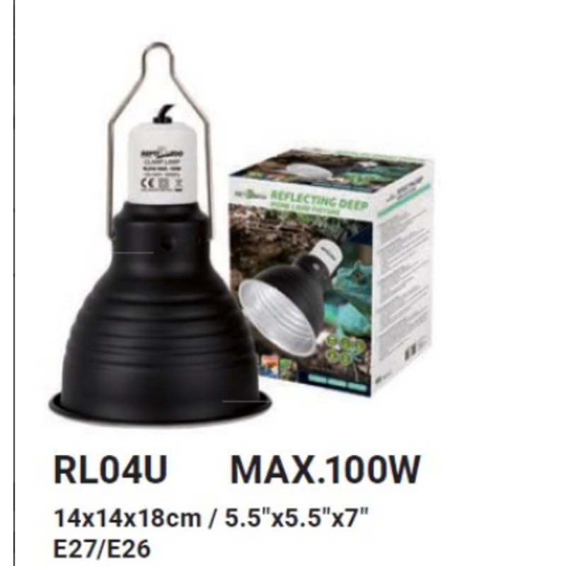 REPTIZOO Reflecting Deep Dome Lamp Fixture RL04U 100W Max.