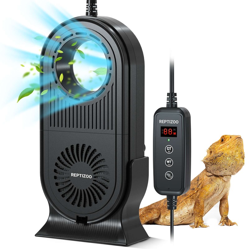 REPTI ZOO Reptile Glass Terrarium Air Purifier,Carbon Filter Reptile Dehumidifier Air Cleaner with Timing for Bearded Dragon,Lizard,Tortoise,Snake LE004-1