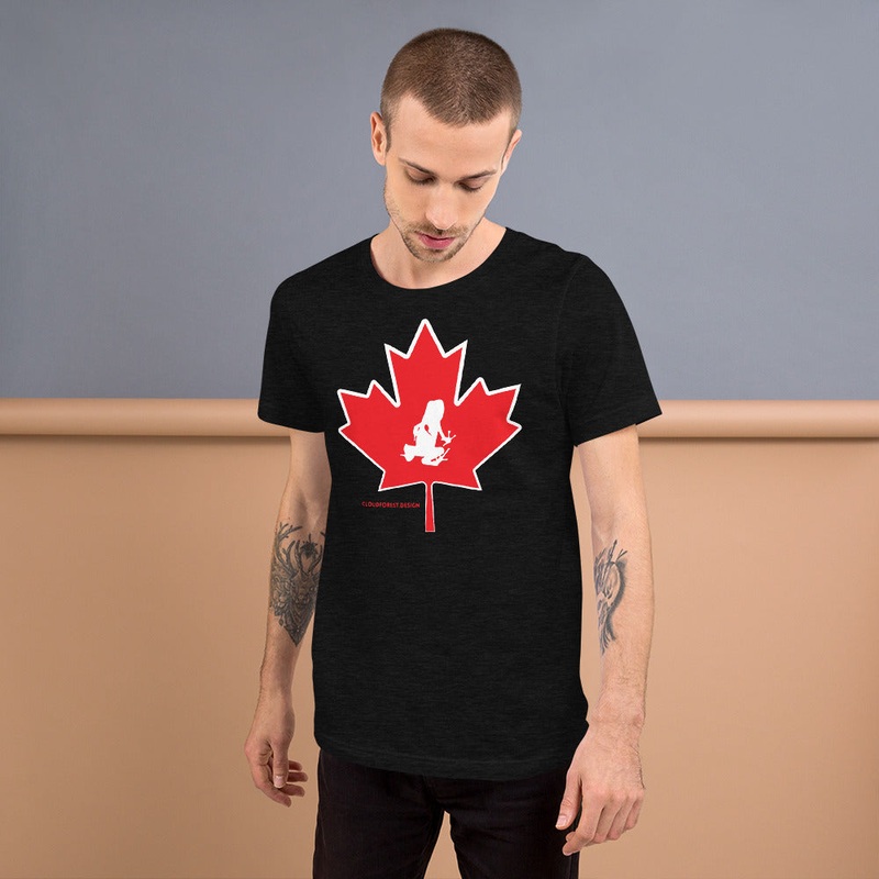 Oh Canada! Transporting Dart Frog & Maple Leaf Short-Sleeve Unisex T-Shirt White XS