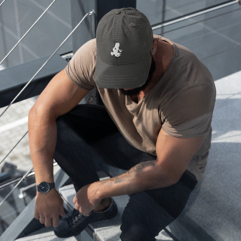 Dart Frog Transport Distressed Dad Hat Black