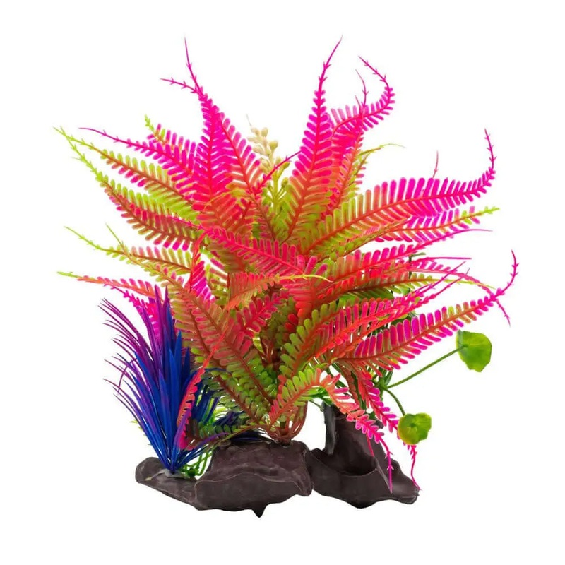 AquaSpectra Fern on Log Bright Red 18cm