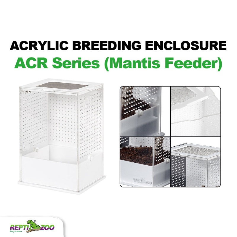 REPTIZOO Acrylic Breeding Enclosure ACR Series (Mantis Feeder) ACR24 5 x 3 x 6inch(H)