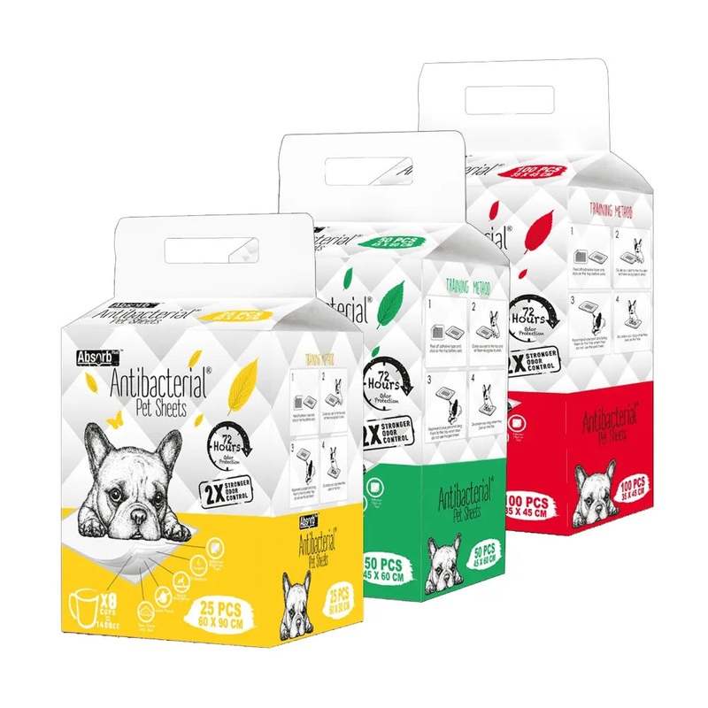 Absorb Plus Anti Bacterial Pet Wipes Sheets 45cm x 35cm (100)