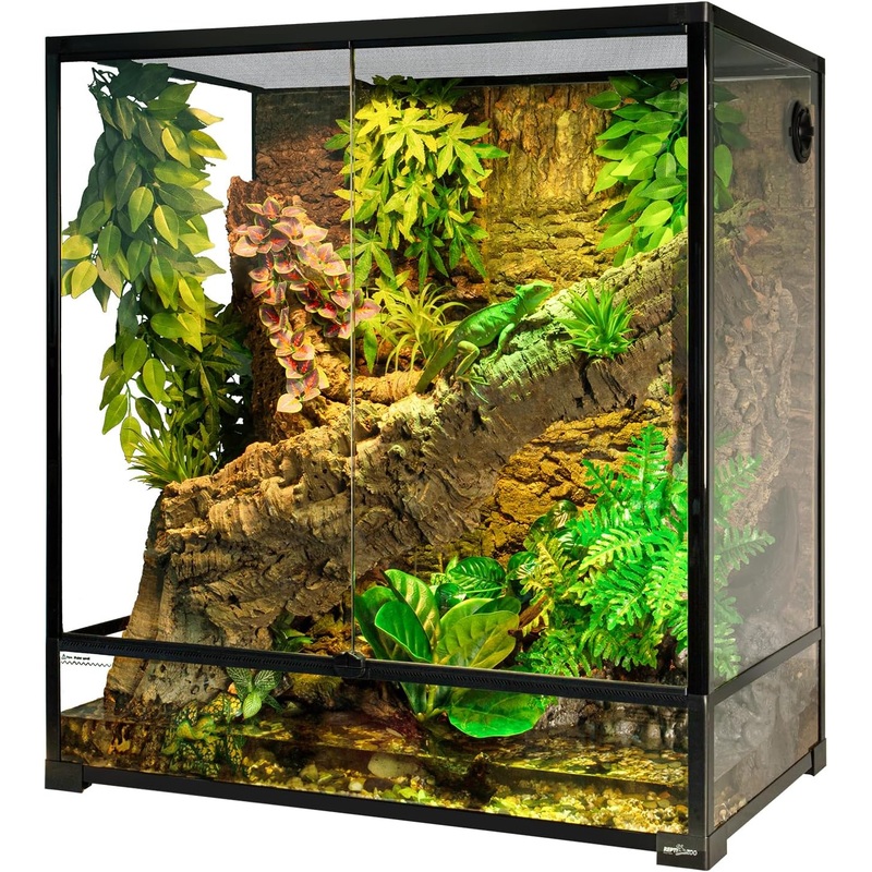 Extra Large Tall Reptile Tank 36x18x36inch 100 Gallon with Mesh for Chameleon Arboreal Lizard Frog, Water-Land Turtle Tortoise Aqua Tank with Drainage Pipe 36x18x36inch with Full Sided Glass