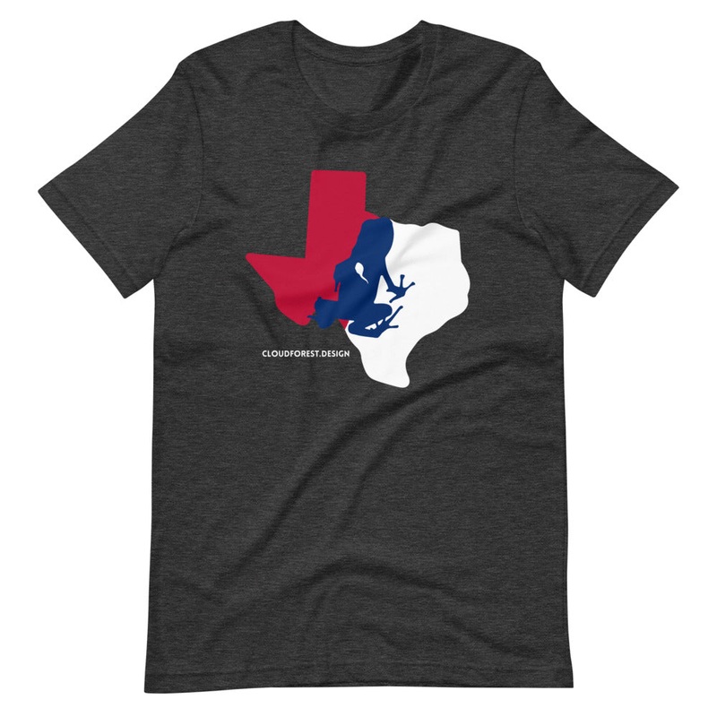 Texas State Outline With Transporting Dart Frog Short-Sleeve Unisex T-Shirt Black Heather XS
