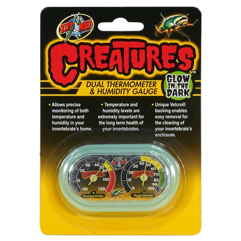 Zoo Med Creatures Dual Thermometer & Humidity Gauge, Glow in the Dark