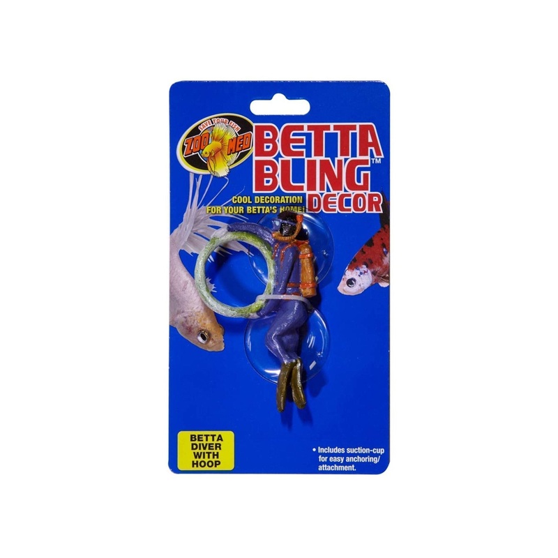Zoo Med Betta Bling Diver Aquarium Ornament with Hoop Multi-Color, 1ea