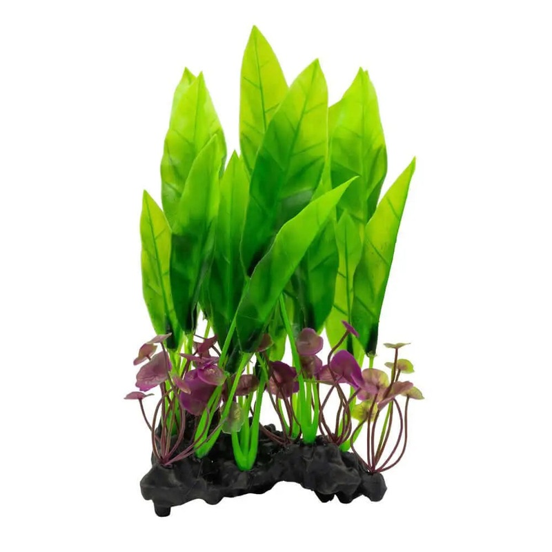 AquaSpectra Sword Leaf on Log 26cm Green