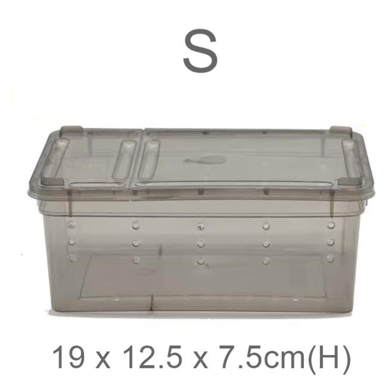 Hinged Lid Reptile Stackable Box (Black) S 19 x 12.5 x 7.5cm(H)