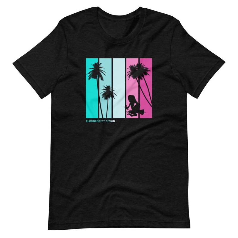 Miami Inspired Neon Colors and Transporting Dart Frog Short-Sleeve Unisex T-Shirt Black Heather XS