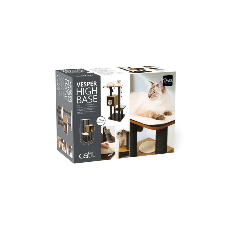 Catit Vesper High Base Black Cat Home with Twin Platform