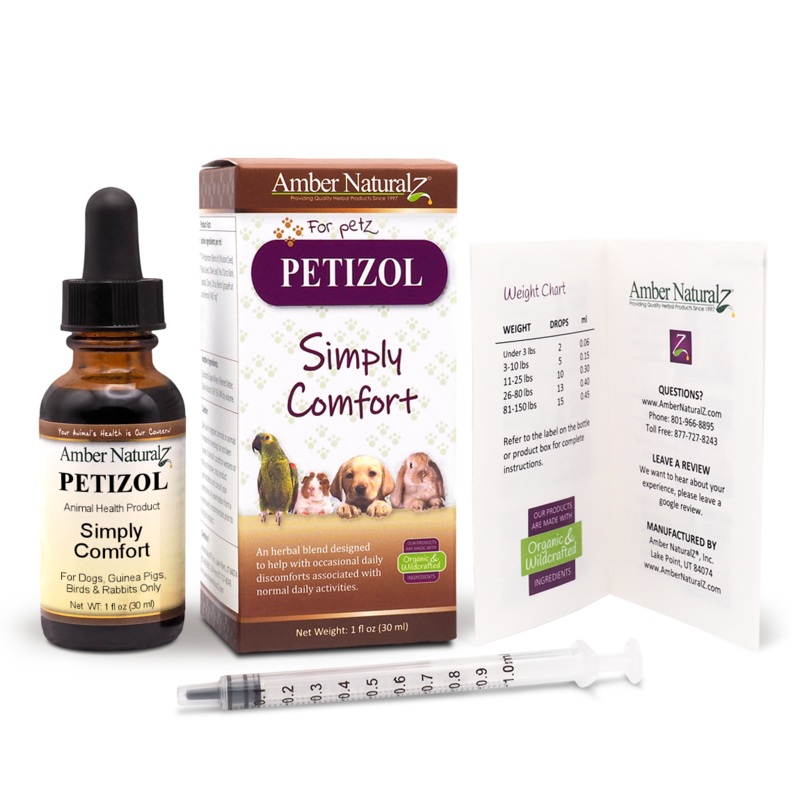 Amber Naturalz PETIZOL: Simply Comforts – for Dogs, Bird, Guinea Pig 1 Ounce