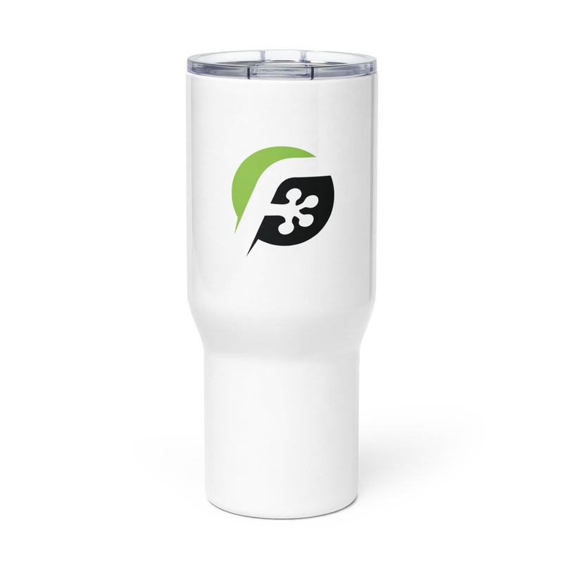 FrogDaddy “F” Logo Travel mug with a handle