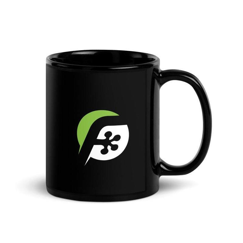 FrogDaddy “F” Logo Black Glossy Mug 11 oz