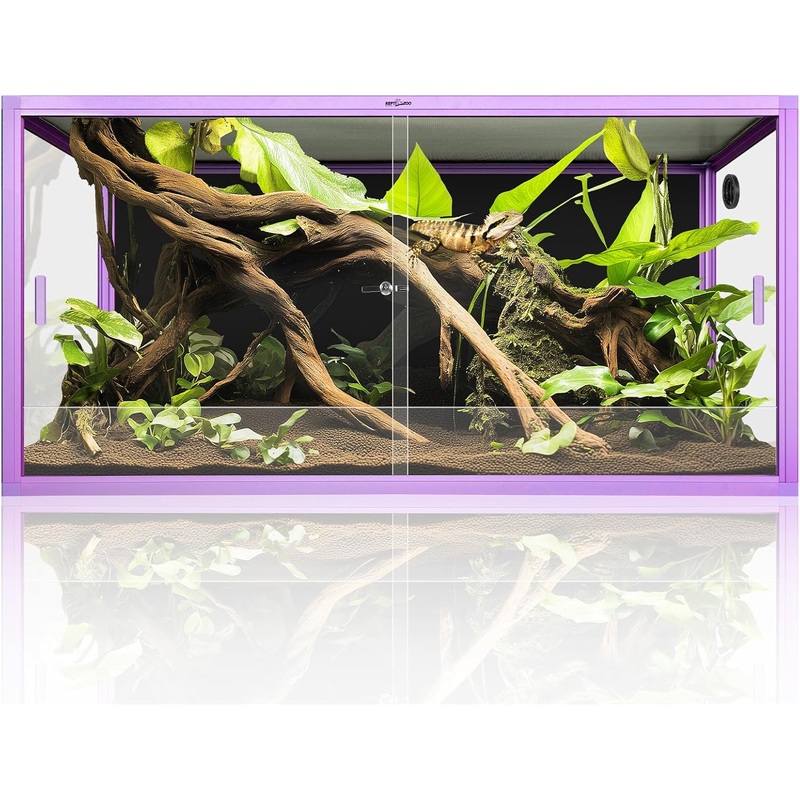 REPTI ZOO New Arrival Purple Reptile Glass Terrarium Aluminum Alloy Front Opening Tank for Bearded Dragon, Snake, Lizard, Gecko 48x24x24inch-120 Gal