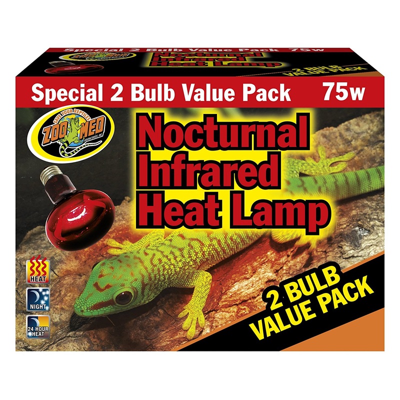 Zoo Med Nocturnal Infrared Heat Lamp 75 Watts (2-Pack)