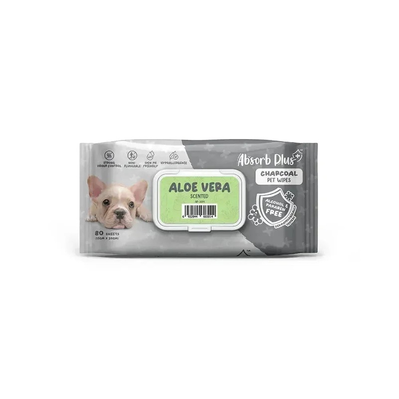 Absorb Plus Charcoal Pet Wipes – Aloe Vera (80)