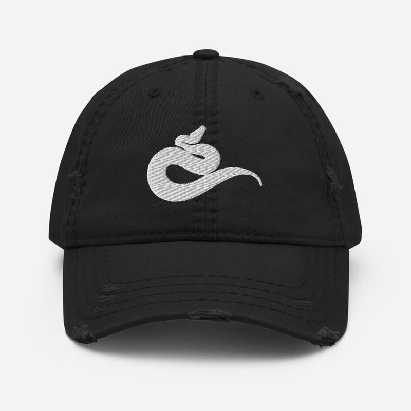 Python Distressed Dad Hat Black