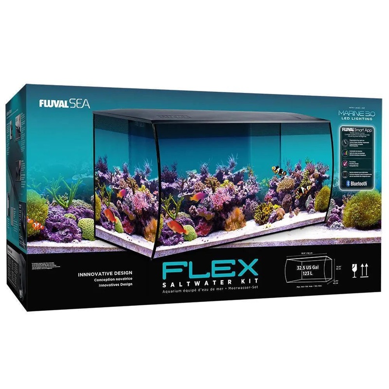 Fluval Flex Saltwater Marine Aquarium Kit 123 Litre Black