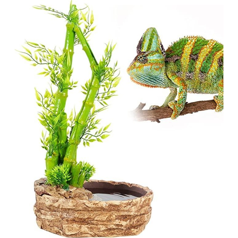 REPTIZOO Water Fountain Bamboo Plant Water Dripper for Chameleon Lizard DF05