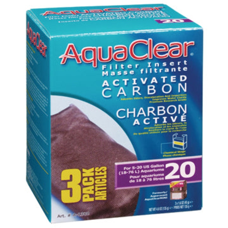 AquaClear Activated Carbon Filter Insert 3 pack Aquaclear 20