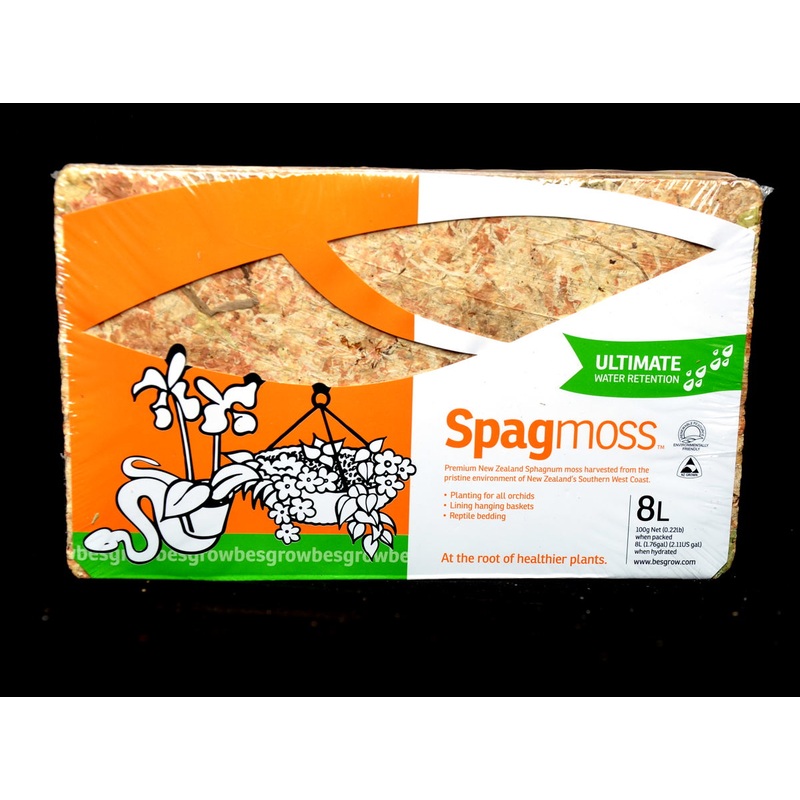 Besgrow SpagMoss Premium Sphagnum Moss 8L / 100g (Ultra compressed)