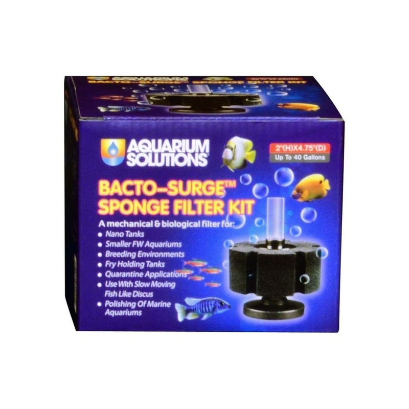Aquarium Solutions Bacto-Surge Biological Action Sponge Filter Black, Small