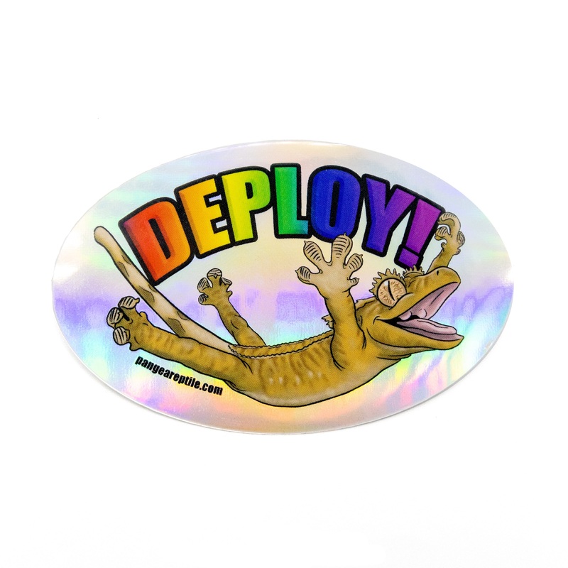 “Deploy!” Crested Gecko Holographic Sticker