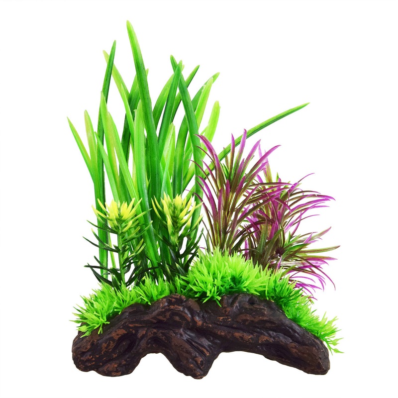 Underwater Treasures Ceramic Driftwood with Plant – Bubbling Ornament Option A