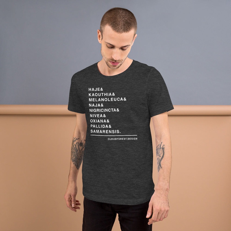 Naja Species List Short-Sleeve Unisex T-Shirt Black Heather XS