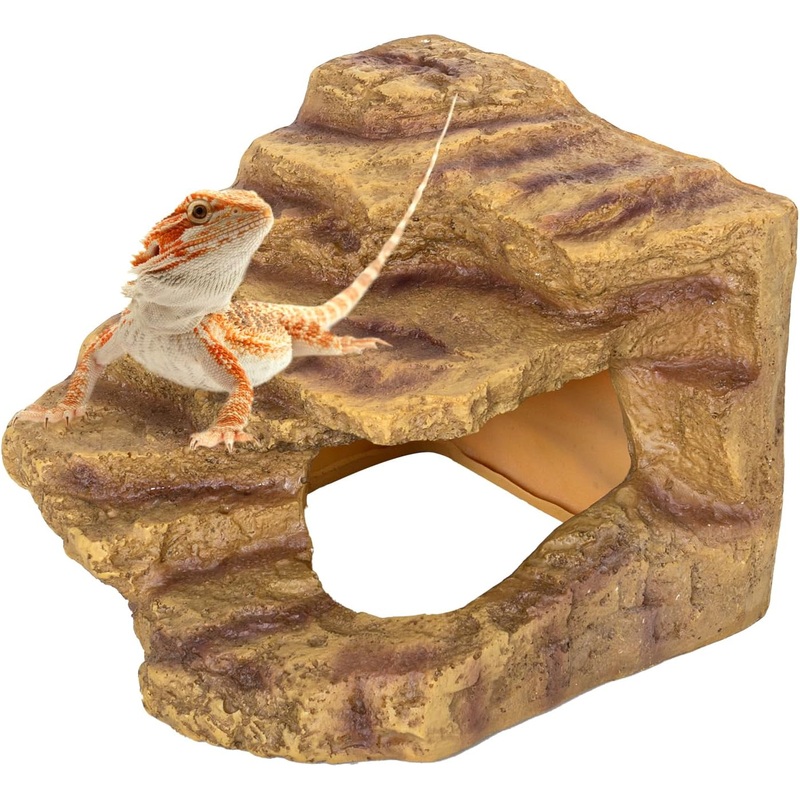 Resin Reptile Hideout Cave Reptile Habitat Tank Decor Terrarium Accessories for Lizards Small
