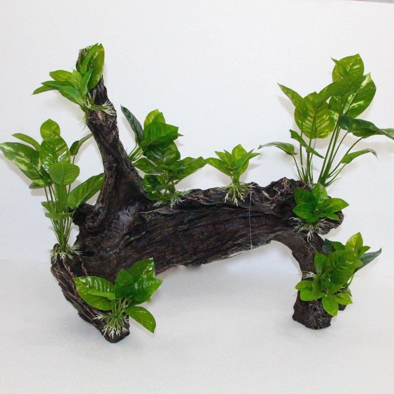 Aquarium Ornament Driftwood with Plants Large