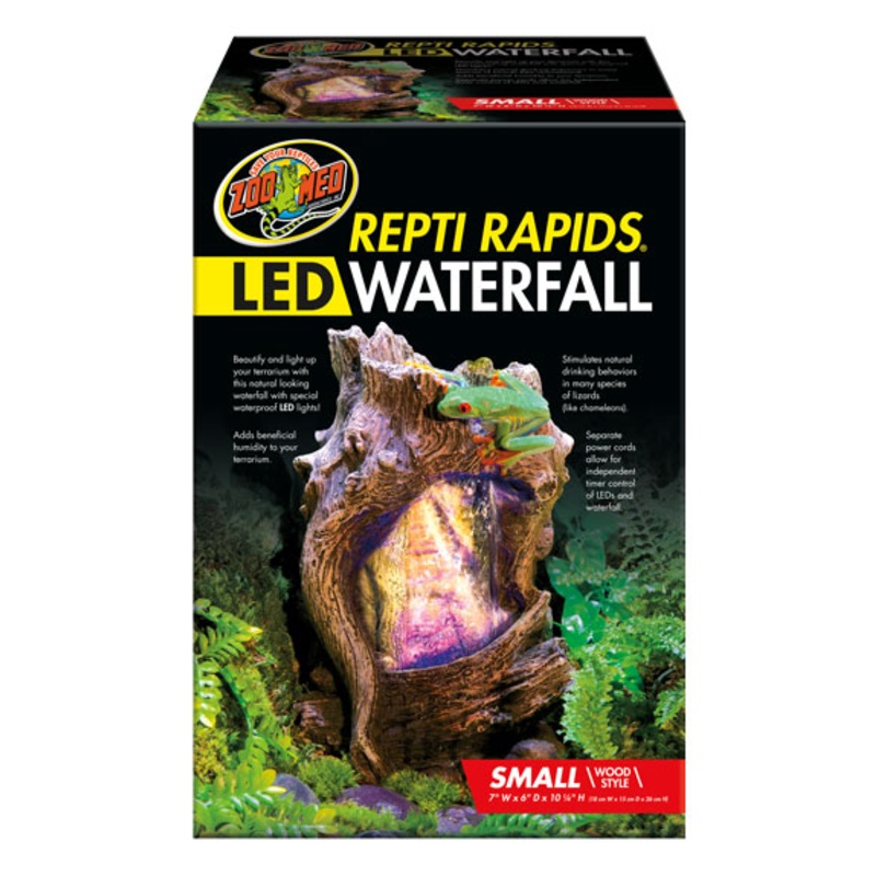 Zoo Med Repti Rapids LED Waterfall – Wood Medium (10″x 8″x 14″ H)