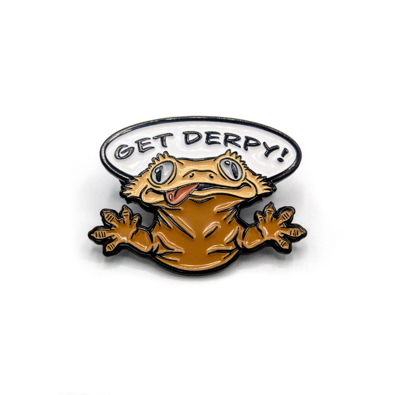 “Get Derpy” Crested Gecko Pin