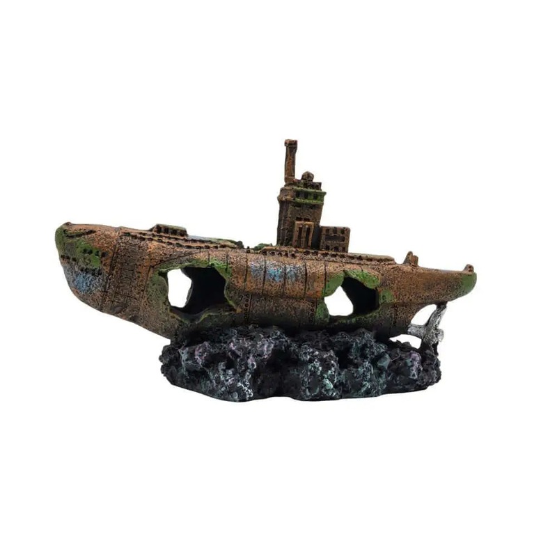 AquaSpectra Sunken Submarine 17.5×6.5x11cm
