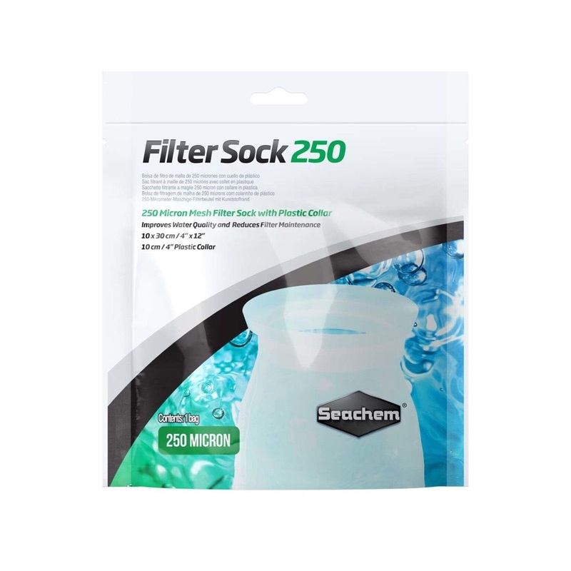 Seachem Laboratories Mesh Filter Sock with Plastic Collar White 1ea/4 In X 12 in, Small