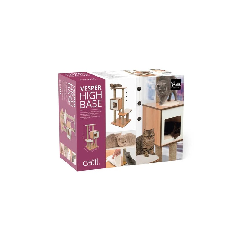 Catit Vesper High Base Walnut Cat Home with Twin Platform